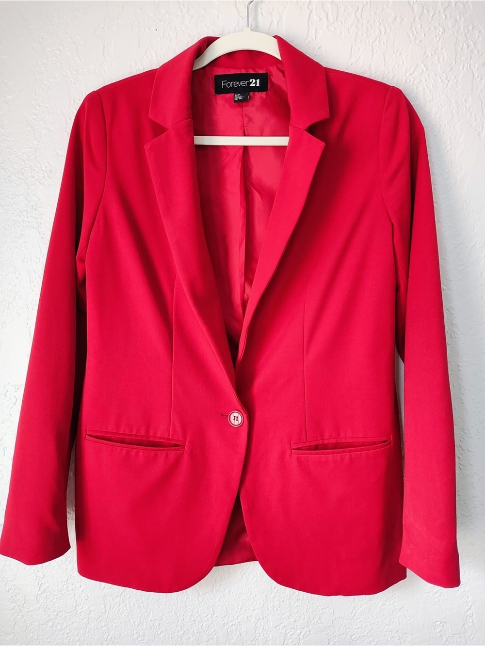 Forever 21 Bright Red Single-Button Blazer